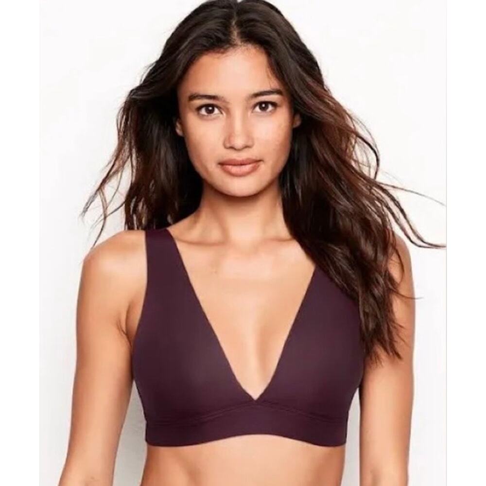 NWOT Victoria's Secret Wireless Plunge Bralette Maroon Size Medium